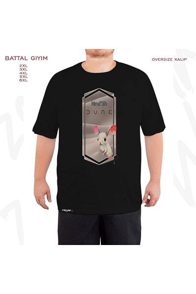 ZOKAWEAR Oversize Dune - Sand Mouse Printed, Grey Arrière-fond Μαύρο T-shirt