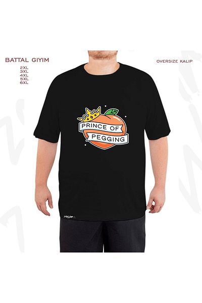 ZOKAWEAR Oversize Prince Of Pegging Printed Battal (Bol) Mold Μαύρο T-Shirt