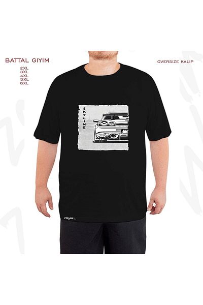 ZOKAWEAR Τυπωμένο Nissan Skyline R34 - Μαύρο T-Shirt με μεγάλη εφαρμογή