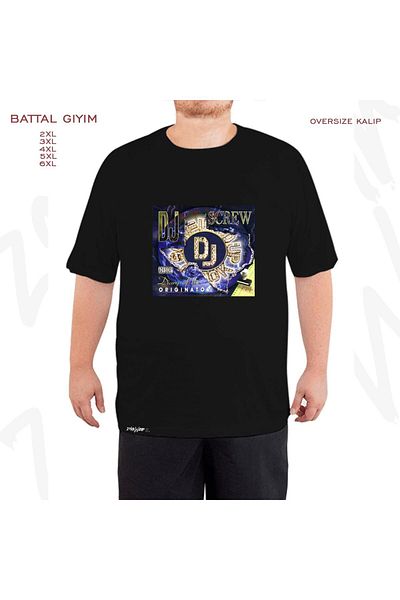ZOKAWEAR Oversize Dj Screw Printed Battal (Bol) Mold Μαύρο T-Shirt