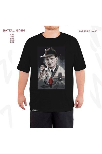 ZOKAWEAR Μαύρο μπλουζάκι με τυπωμένη λίστα Schindler's Oversize Battal (Bol) Fit