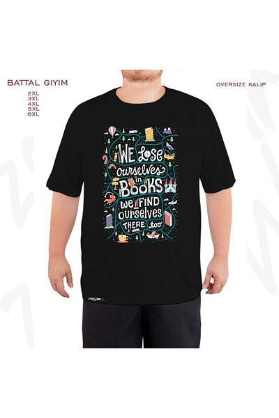 ZOKAWEAR Oversize тениска с щампа Lose Ourselves In Books