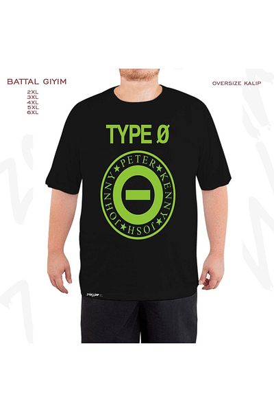ZOKAWEAR Oversize Type O Negative Printed Oversize Black T-Shirt