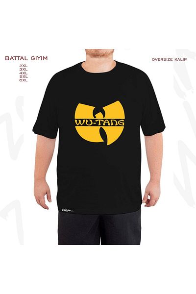 ZOKAWEAR Υπερμεγέθη Wu tang Κλασικό λογότυπο Ραπ hiphop Μαύρο μπλουζάκι με στάμπα μεγάλου μεγέθους