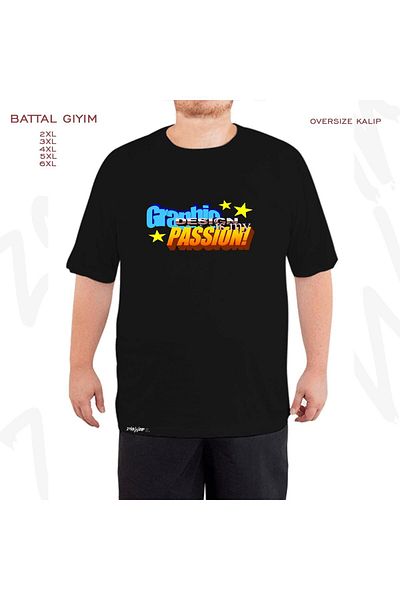 ZOKAWEAR Υπερμεγέθη γραφικό σχέδιο Is My Passion Printed Oversize (Bol) Mold Μαύρο T-Shirt
