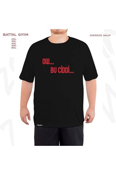 ZOKAWEAR Υπερμεγέθη Porçay Ow This Is Serious Μαύρο μπλουζάκι με στάμπα μεγάλου μεγέθους (Bol).