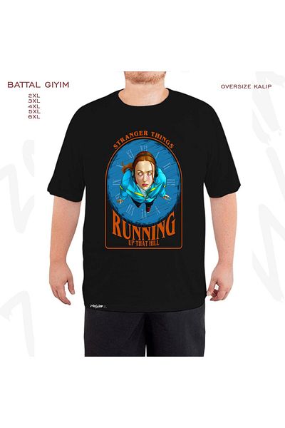 ZOKAWEAR Μαύρο μπλουζάκι Oversize Stranger Things Max Mayfield με στάμπα μεγάλου μεγέθους (Bol)