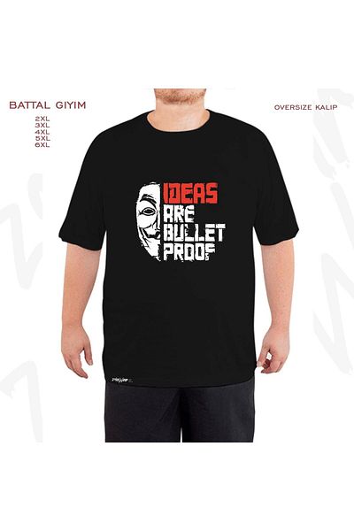 ZOKAWEAR Oversize Bulletproof Film V For Vendetta Printed Battal (Bol) Mold Μαύρο T-shirt