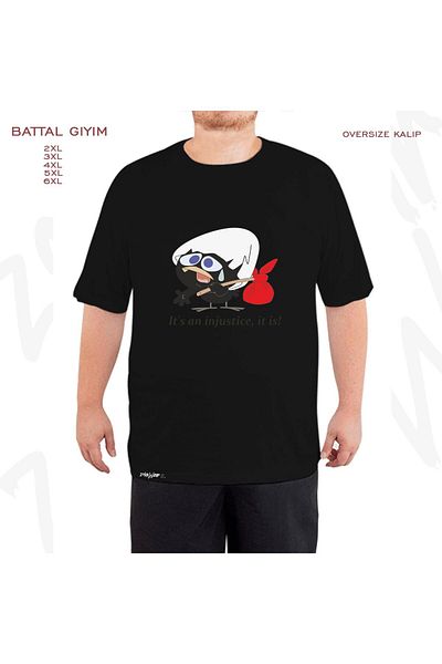 ZOKAWEAR Oversize Calimero Printed Battal (Bol) Mold Μαύρο T-Shirt