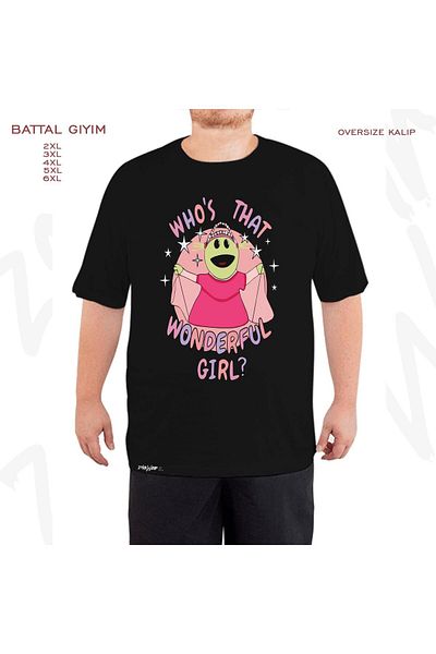 ZOKAWEAR Nanalan Who's That Wonderfu Printed - Oversize Black T-Shirt