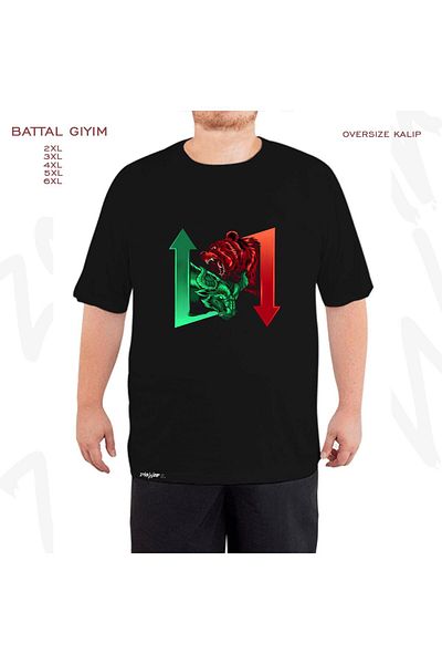 ZOKAWEAR Μαύρο μπλουζάκι με στάμπα μεγάλου μεγέθους Crypto Coin Bear Bull Coin Season