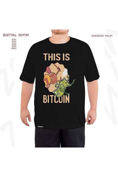 ZOKAWEAR Oversize Bitcoin Sparta Funny Printed Oversize (Bol) Fit Black T-Shirt