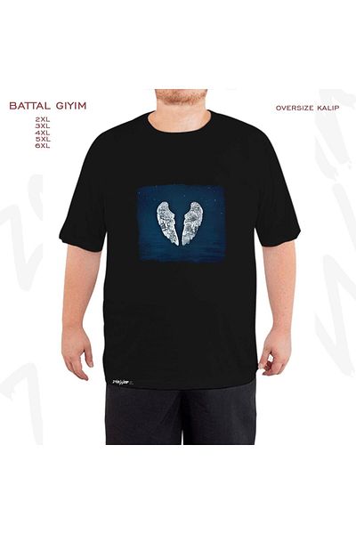 ZOKAWEAR Μαύρο μπλουζάκι μεγάλου μεγέθους Coldplay v4 με στάμπα μεγάλου μεγέθους (Bol)
