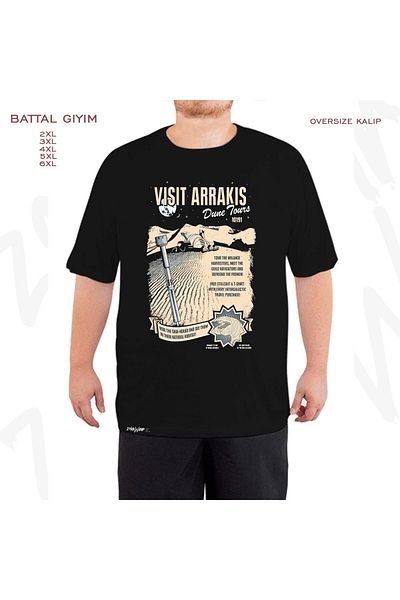 ZOKAWEAR Oversize Visit Arrakis 2 Printed Battal (Bol) Mold Μαύρο T-Shirt