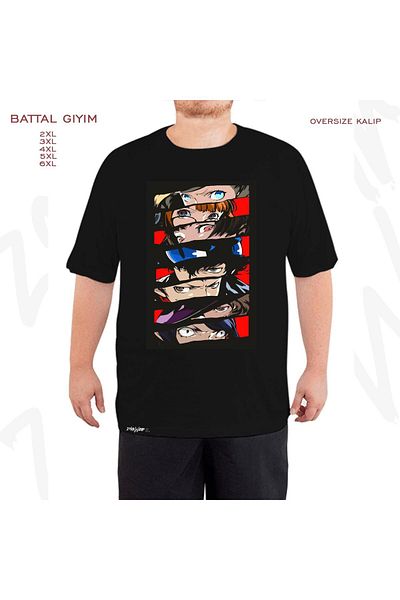 ZOKAWEAR Oversize Persona 5 2 Printed Battal (Bol) Mold Μαύρο T-Shirt