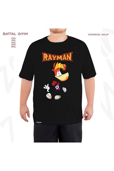 ZOKAWEAR Oversize Rayman Printed Battal (Bol) Mold Μαύρο T-Shirt