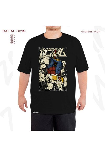 ZOKAWEAR Υπερμεγέθη Gundam The First Printed Battal (Bol) Mold Μαύρο T-Shirt
