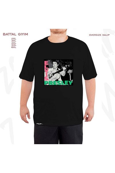 ZOKAWEAR Elvis Presley v2 Printed - Μπλουζάκι μεγάλου μεγέθους μαύρο