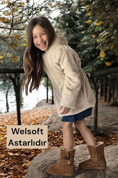 LEON CLUB Girl's Elastic Waist Plush Coat (You Can Prefer to the Size Table That You See)