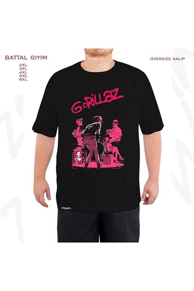 ZOKAWEAR Oversize Stage Gorillaz Printed Oversize (Bol) Μαύρο T-Shirt
