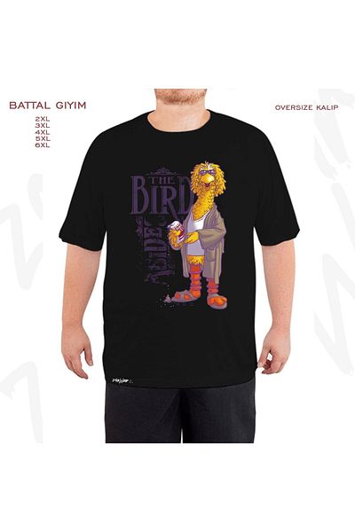 ZOKAWEAR Υπερμεγέθη Μαύρο μπλουζάκι με στάμπα The Big Birdowski