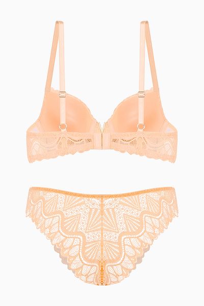 Wonna Σετ σουτιέν και εσώρουχα Anna Gold Lace Push Up - 2568 - Πορτοκαλί