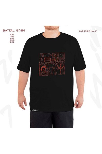 ZOKAWEAR Μαύρο μπλουζάκι με τυπωμένη εικονογράφηση Fleabag Oversize Battal (Bol) Mold