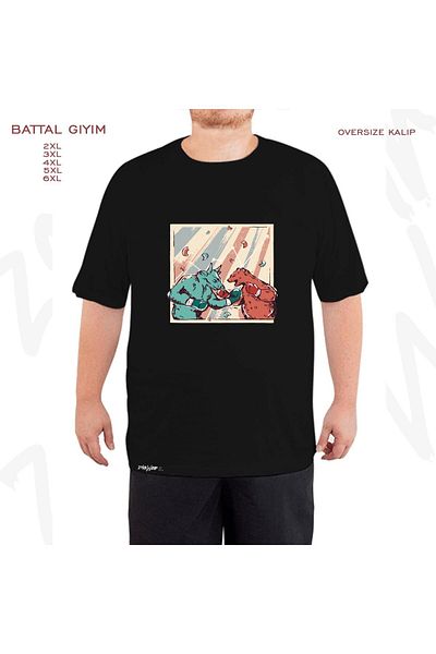 ZOKAWEAR Oversize Bear Bull Season Boxing Printed King (Bol) Mold Μαύρο T-shirt