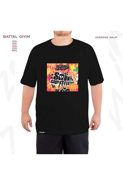 ZOKAWEAR Oversize 5 Seconds Of Summer 2 Printed Battal (Bol) Mold Μαύρο T-Shirt