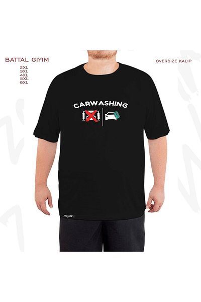ZOKAWEAR Μαύρο μπλουζάκι με στάμπα μεγάλου μεγέθους πλυντηρίου αυτοκινήτου