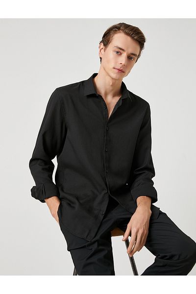 Koton Koszula sportowa Slim Fit, klasyczny kołnierzyk, długi rękaw, nieżelazna