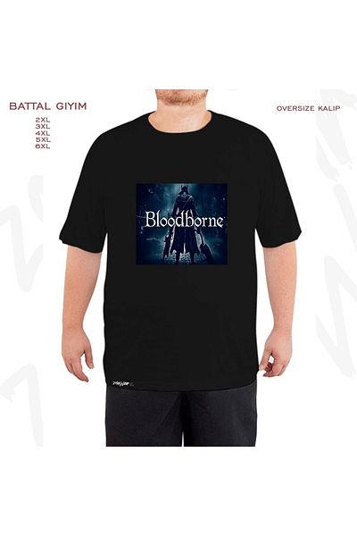 ZOKAWEAR Oversize Bloodborne 2 Printed Battal (Bol) Mold Μαύρο T-Shirt