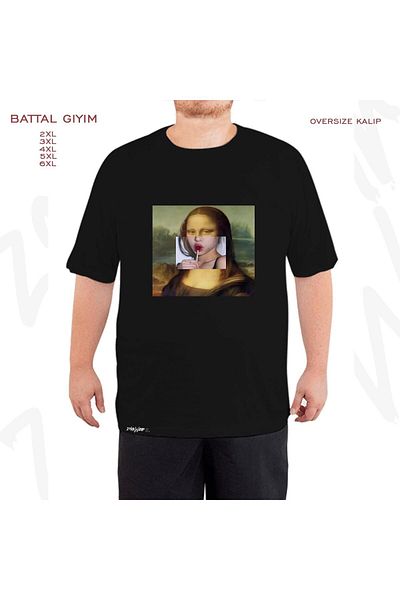 ZOKAWEAR Oversize Mona Lisa Lollipop Printed Battal (Μαύρο μπλουζάκι με φόρμα