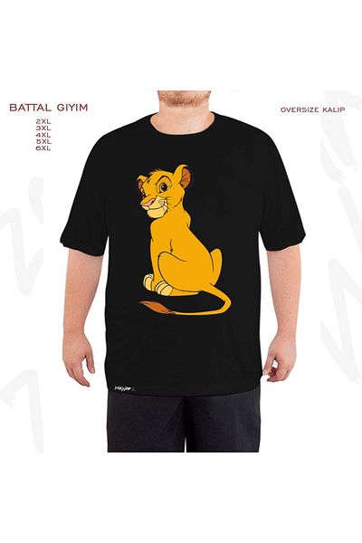 ZOKAWEAR Μαύρο μπλουζάκι με στάμπα μεγάλου μεγέθους Lion King