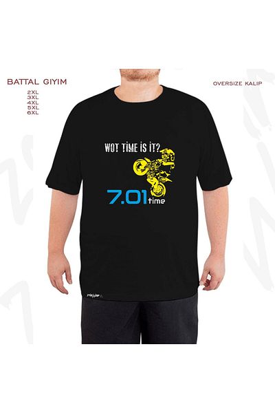 ZOKAWEAR Oversize Wot Time is it 701 Time Printed Battal (Bol) Mold Μαύρο T-Shirt