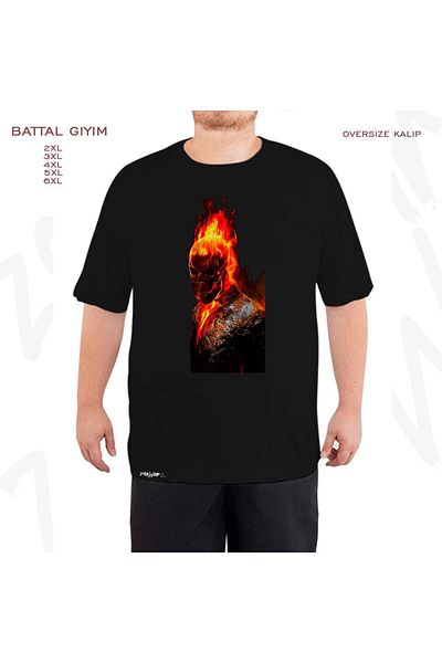 ZOKAWEAR Μαύρο μπλουζάκι Oversize Ghost Rider Ghost Rider με στάμπα μεγάλου μεγέθους