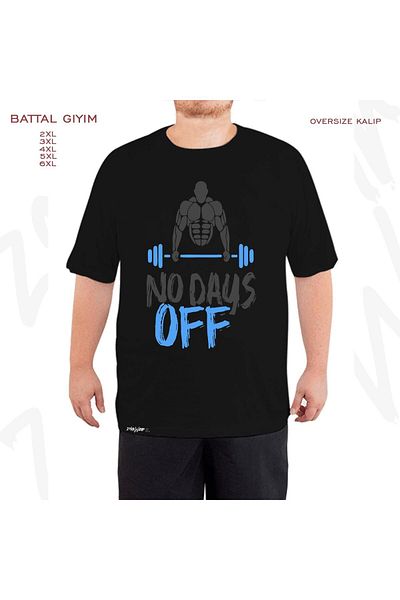 ZOKAWEAR Oversize Sportsman Gym No Days Off Printed Battal (Bol) Mold Μαύρο T-Shirt