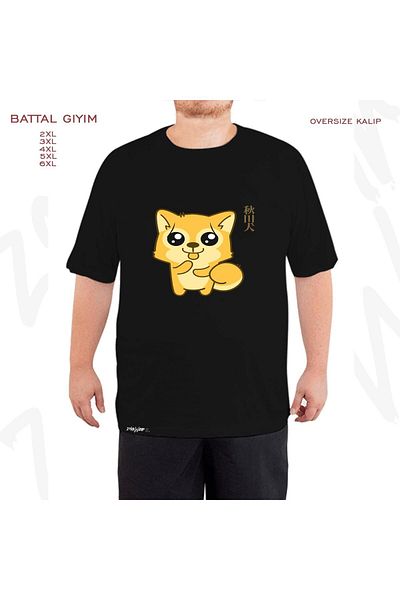 ZOKAWEAR Oversize Kawaii Hachik Printed Battal (Bol) Mold Μαύρο T-Shirt