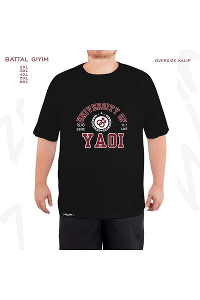 ZOKAWEAR Oversize University Of Yaoi For Yaoi Printed Battal (Bol) Mold Μαύρο T-Shirt