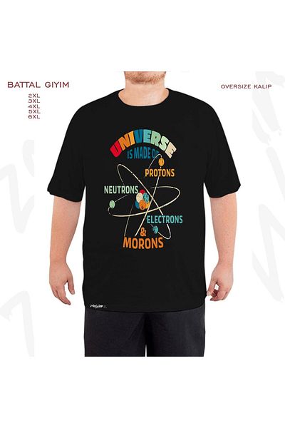 ZOKAWEAR Oversize Universe Is Made Of Protons Μαύρο μπλουζάκι με τυπωμένο μεγάλο μέγεθος (πολύ).