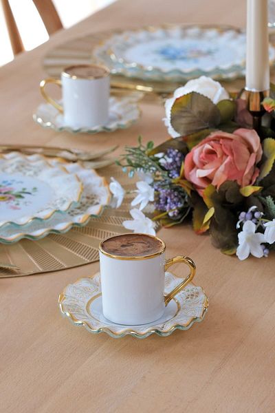 Glore Tiete Gold Gilded Glass Coffee Set