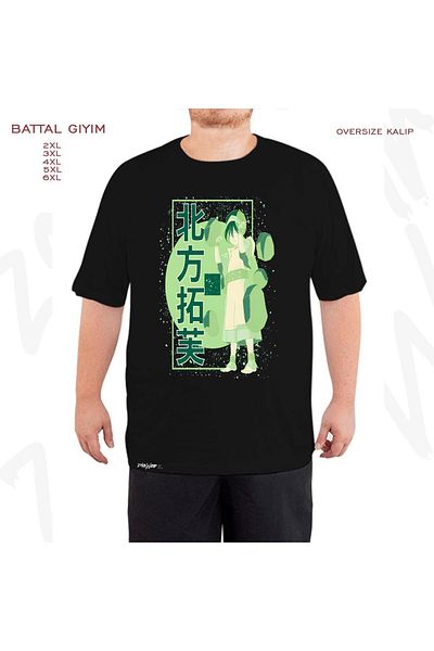 ZOKAWEAR Avatar - The Last Airbender Toph Kanji με μοτίβο μαύρο υπερμεγέθη μπλουζάκι