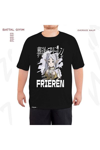 ZOKAWEAR Beyond Journey's End Printed - Frieren Black Oversize T-Shirt