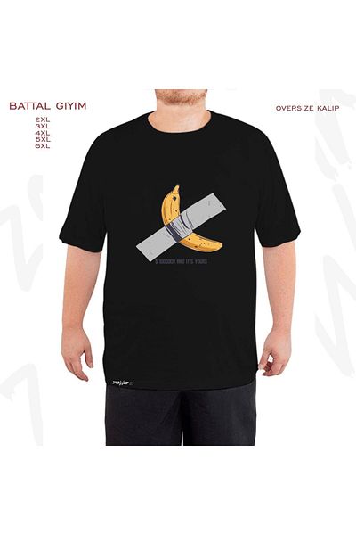 ZOKAWEAR Oversize Ταινία τοίχου Γκρι Ταινία Μπανάνα με στάμπα μεγάλου μεγέθους (Bol) Μαύρο μπλουζάκι