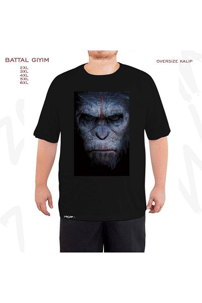 ZOKAWEAR Μαύρο μπλουζάκι Oversize Monkeys Paradise By Dawn με στάμπα μεγάλου μεγέθους