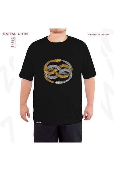 ZOKAWEAR Oversize Auryn Printed Battal (Bol) Mold Μαύρο T-Shirt