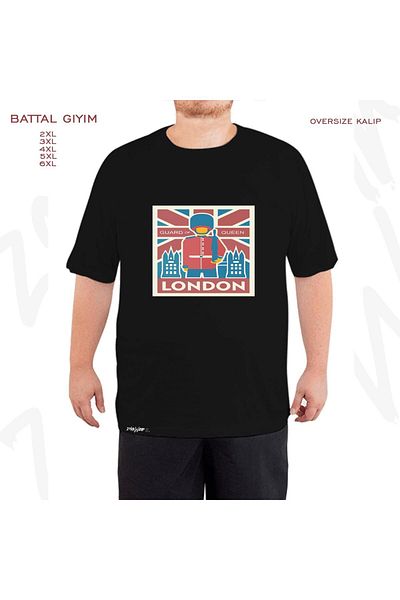 ZOKAWEAR Oversize London 1 Printed Battal (Bol) Mold Μαύρο T-Shirt