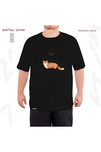 ZOKAWEAR Oversize Anatomy Of A Fox Printed Battal (Bol) Mold Μαύρο T-Shirt