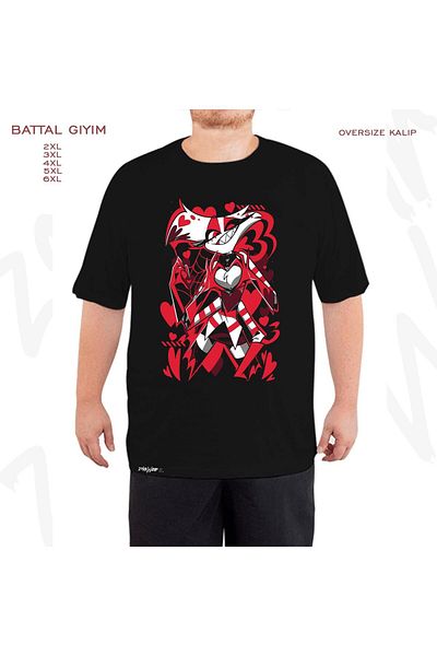ZOKAWEAR Oversize Hazbin Hotel Angel Dust2 Printed Battal (Bol) Mold Μαύρο T-Shirt