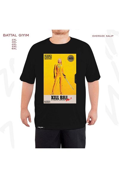 ZOKAWEAR Υπερμεγέθη μαύρο μπλουζάκι με στάμπα Kill Bill Vhs